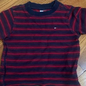 Navy Blue & Red Striped Tommy Hilfiger T Shirt